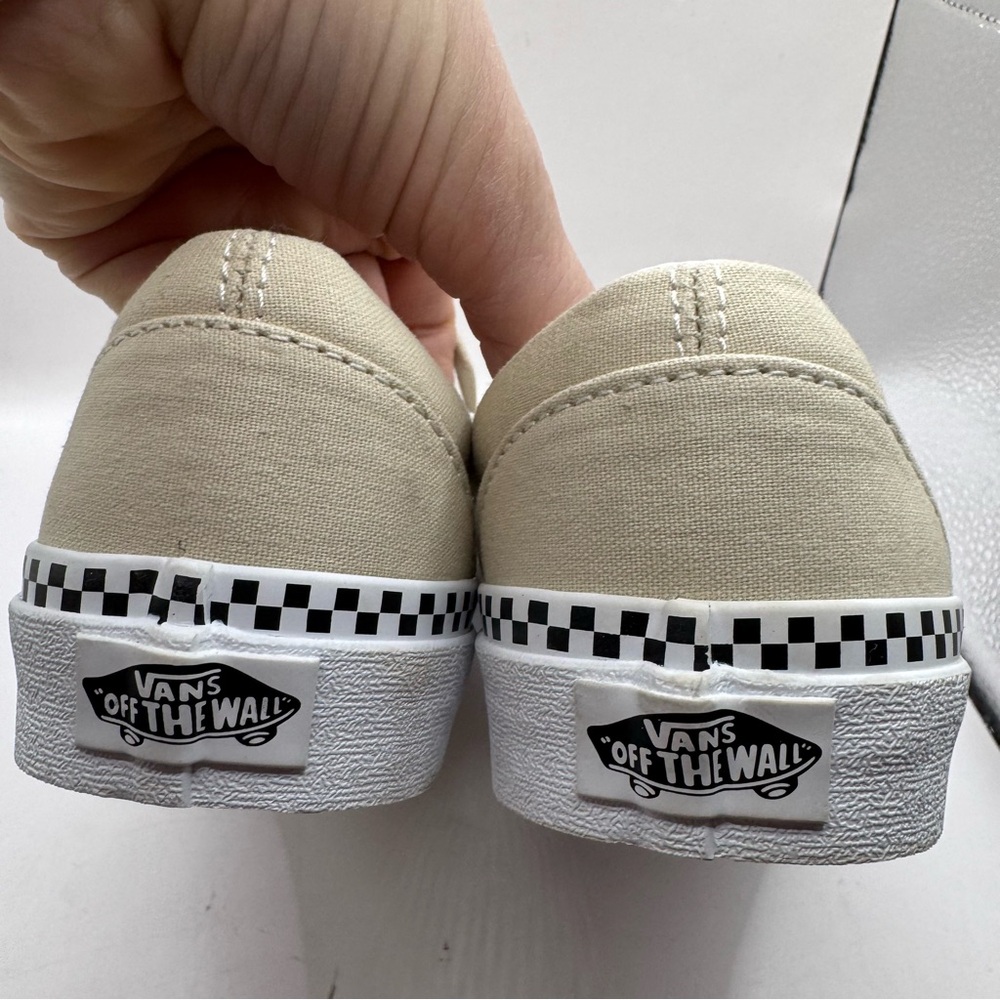 Vans NWOT beige classic slip ons with checker detail 6.5 - Picture 10 of 12